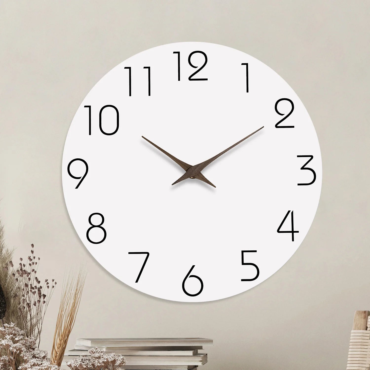 Casual Modern White Pattern Wooden Wall Clock Living Room Bedroom