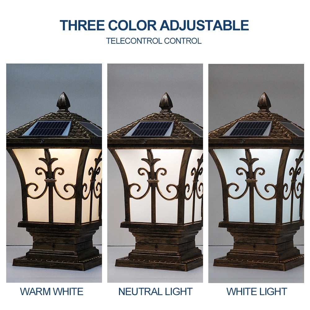 3-Color Adjustable Waterproof Outdoor Solar Lamp with Remote Control -