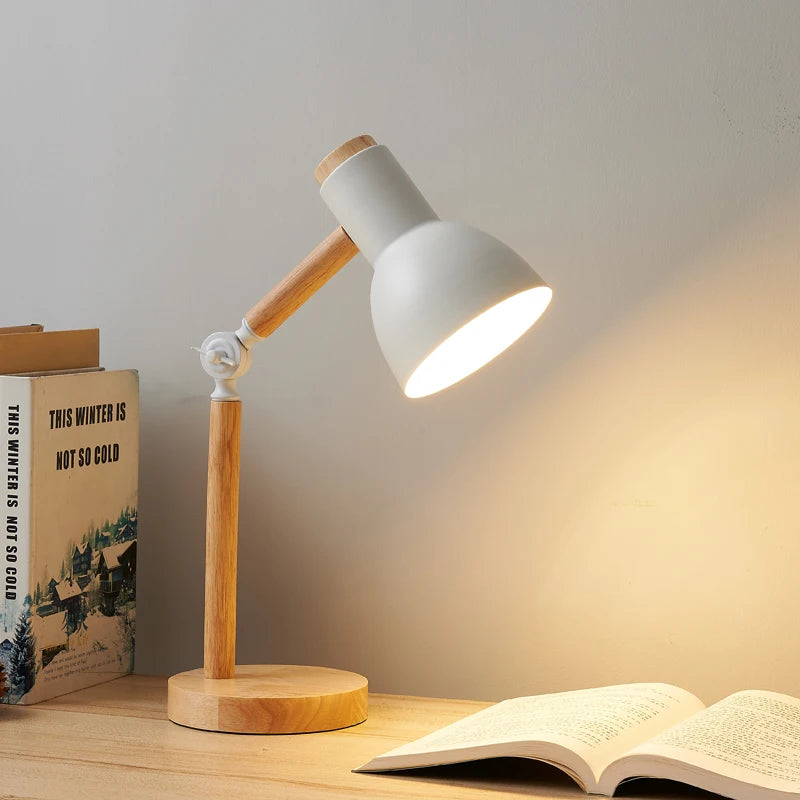 Nordic Wooden Turn Head Table Lamp
