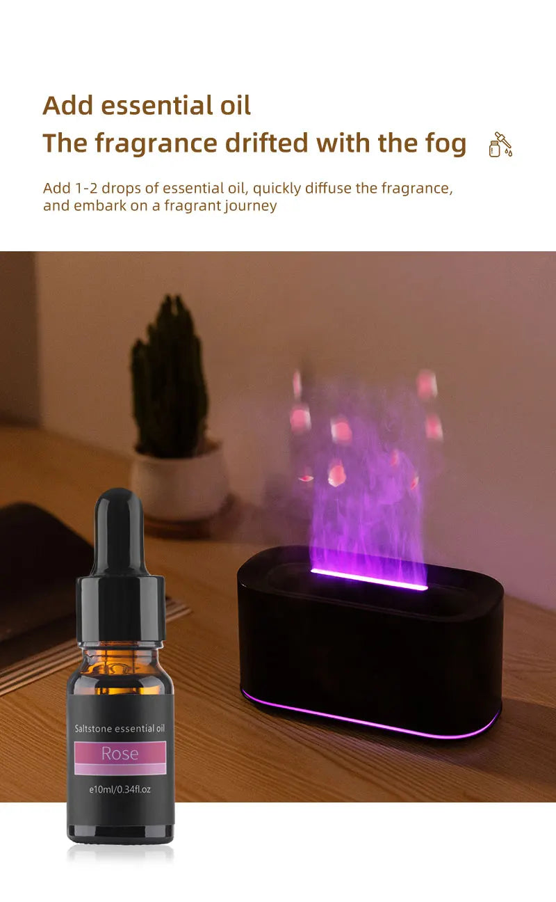 Essential Oil Diffuser,Flame Colorful Water Vapor Fire Humidifier for
