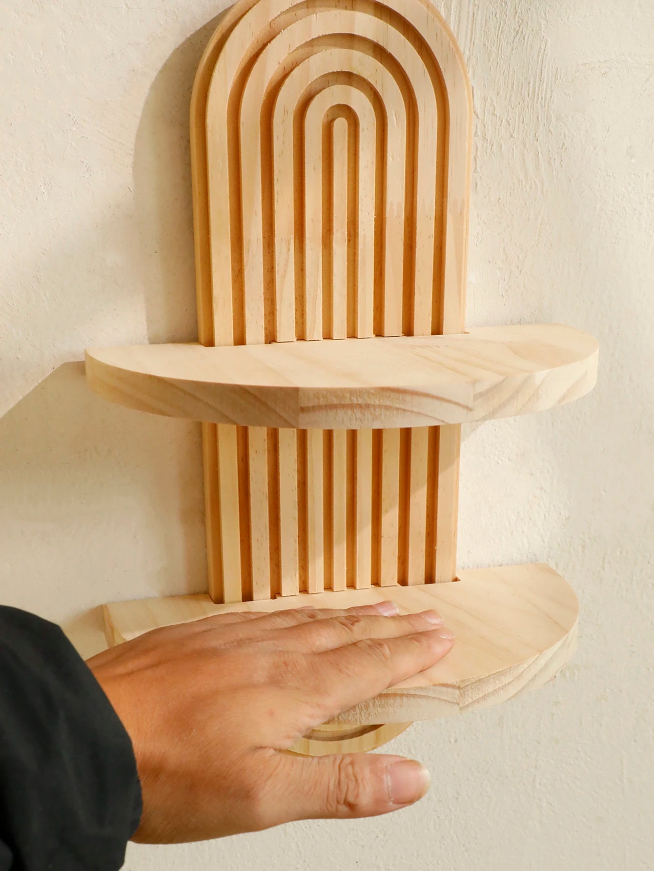 Boho Geometric Wooden Wall Shelf
