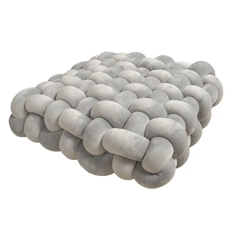 Living Room Soft Plush Knot Cushion,Sofa Pillow Solid Square Hand-Woven Home Throw Pillow,Square Woven Seat Cushion