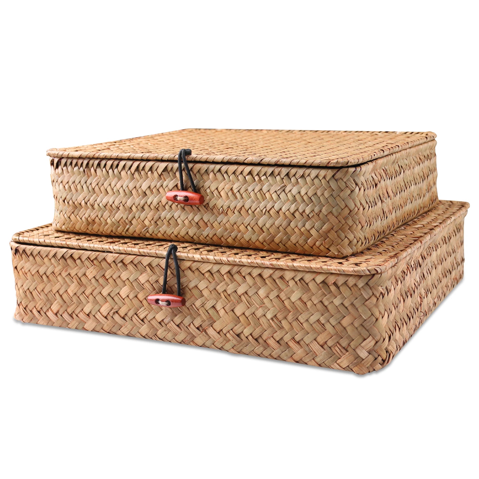 Seagrass Lidded Baskets Set of 2
