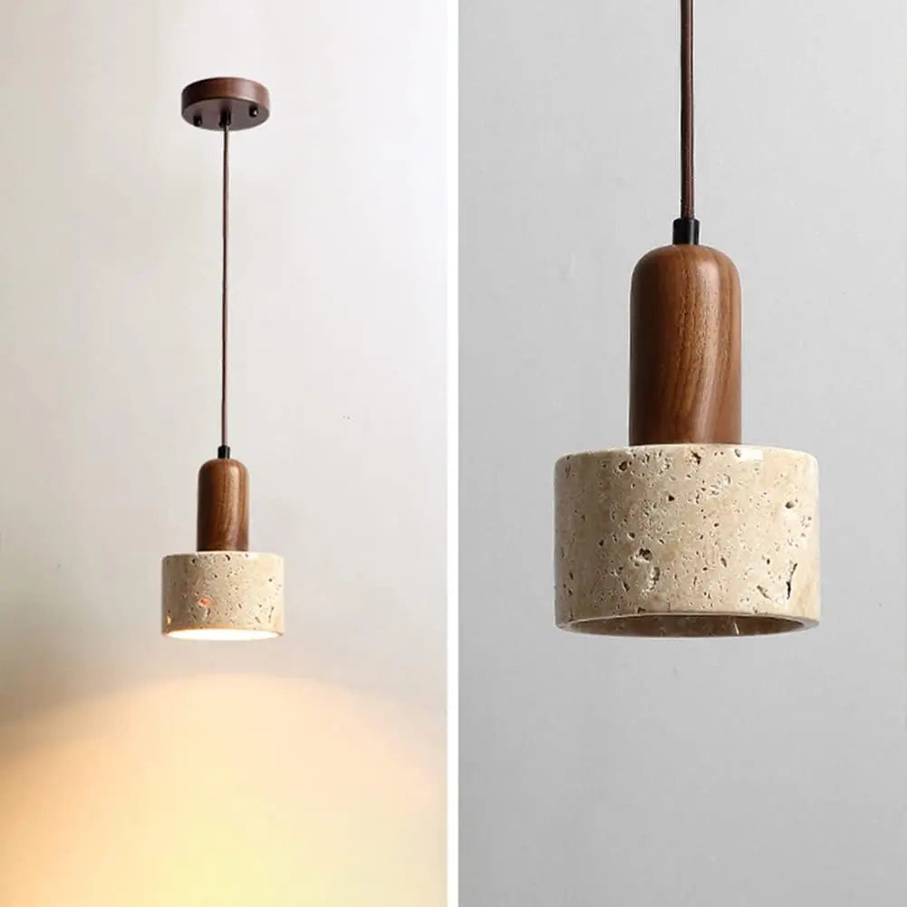 Natural Stone Cylinder Pendant Light