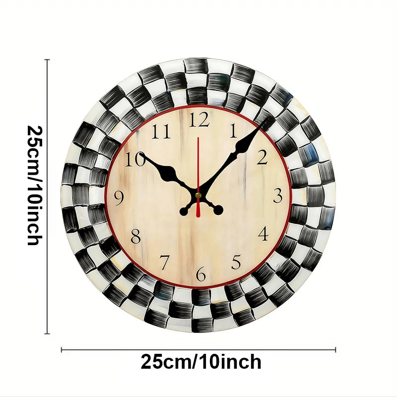 Black and White Grid Wall Clock