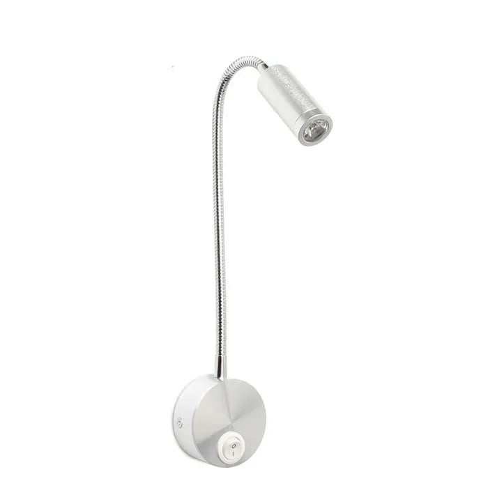Bronze 3W LED Reading Light Black White Silver Gooseneck Wall Lamp
