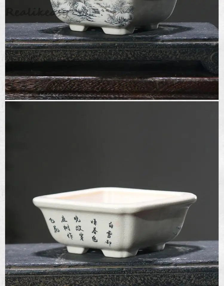 6Size Purple Sand Flower Pot Ceramic Bonsai Pot Handmade