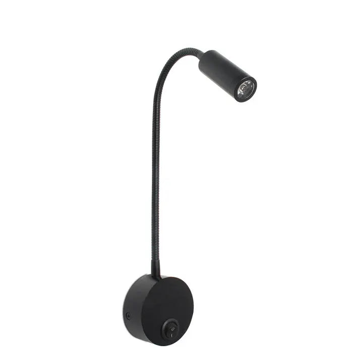 Bronze 3W LED Reading Light Black White Silver Gooseneck Wall Lamp