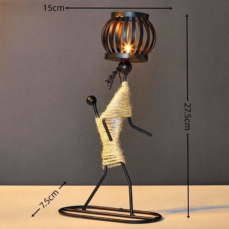 Nordic Metal Candlestick Abstract Character Sculpture Candle Holder