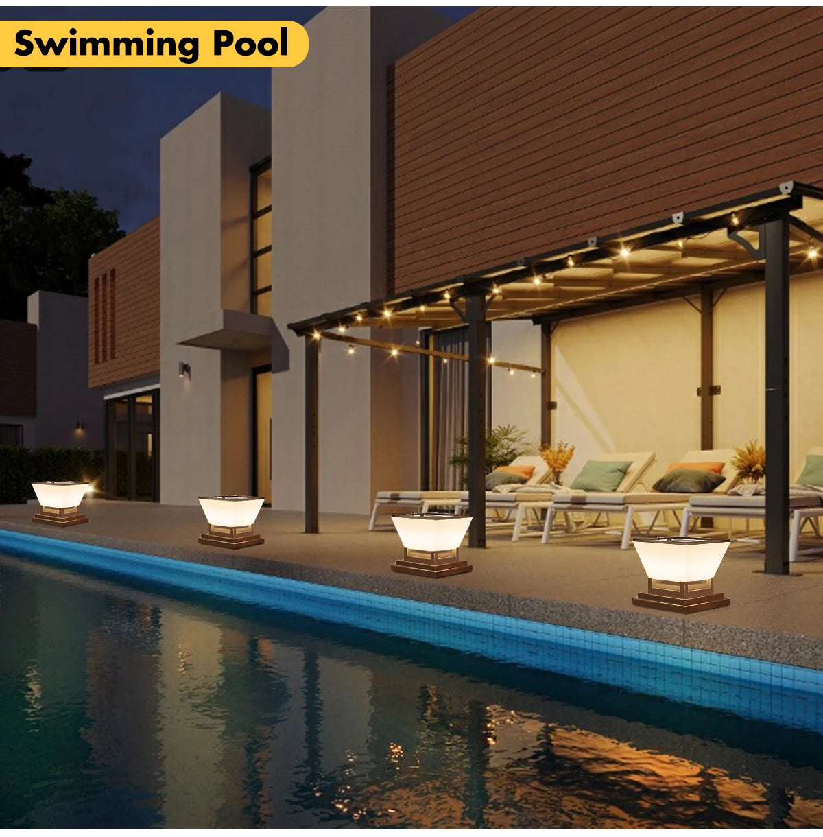 Solar Column Light Auto Night on Day Off 3 Colors IP65 Waterproof