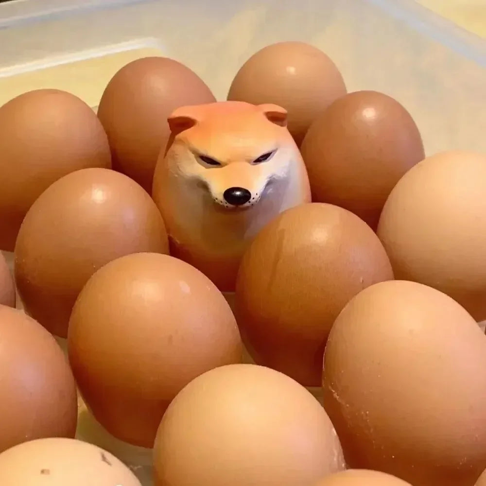 Cute Shiba Inu Egg Figurine Realistic Dog Statue Desktop