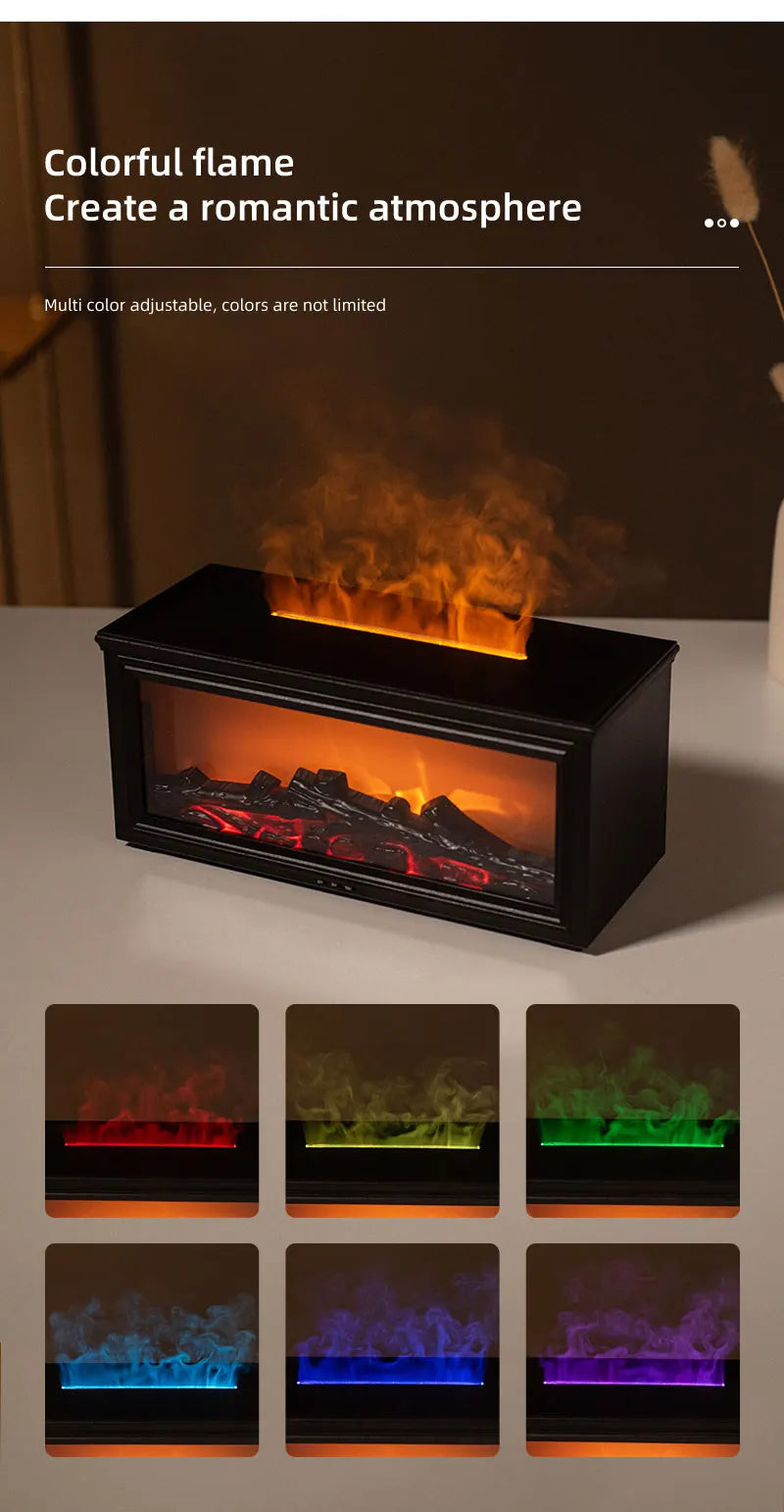 Simulated Fireplace Flames Aroma Diffuser Aromatherapy Ultrasonic Air