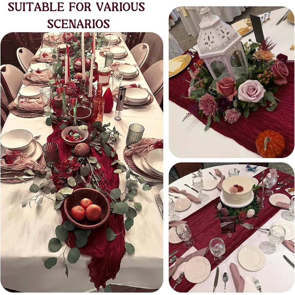 Burgundy Table Runner Cheesecloth Gauze Rustic Boho Cheese Cloth