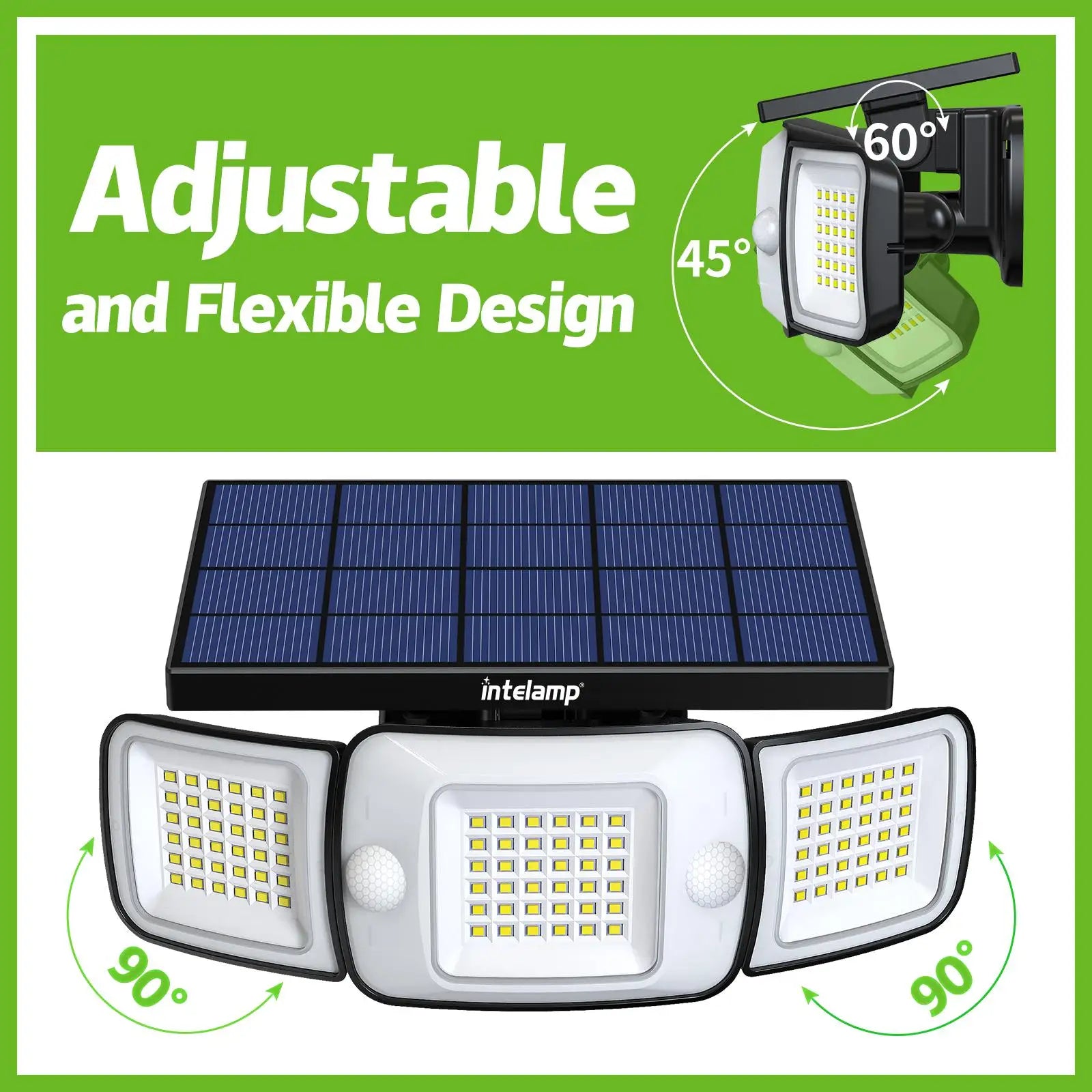intelamp 6000mah Light All Night Outdoor Solar Lights With 3 Modes Two