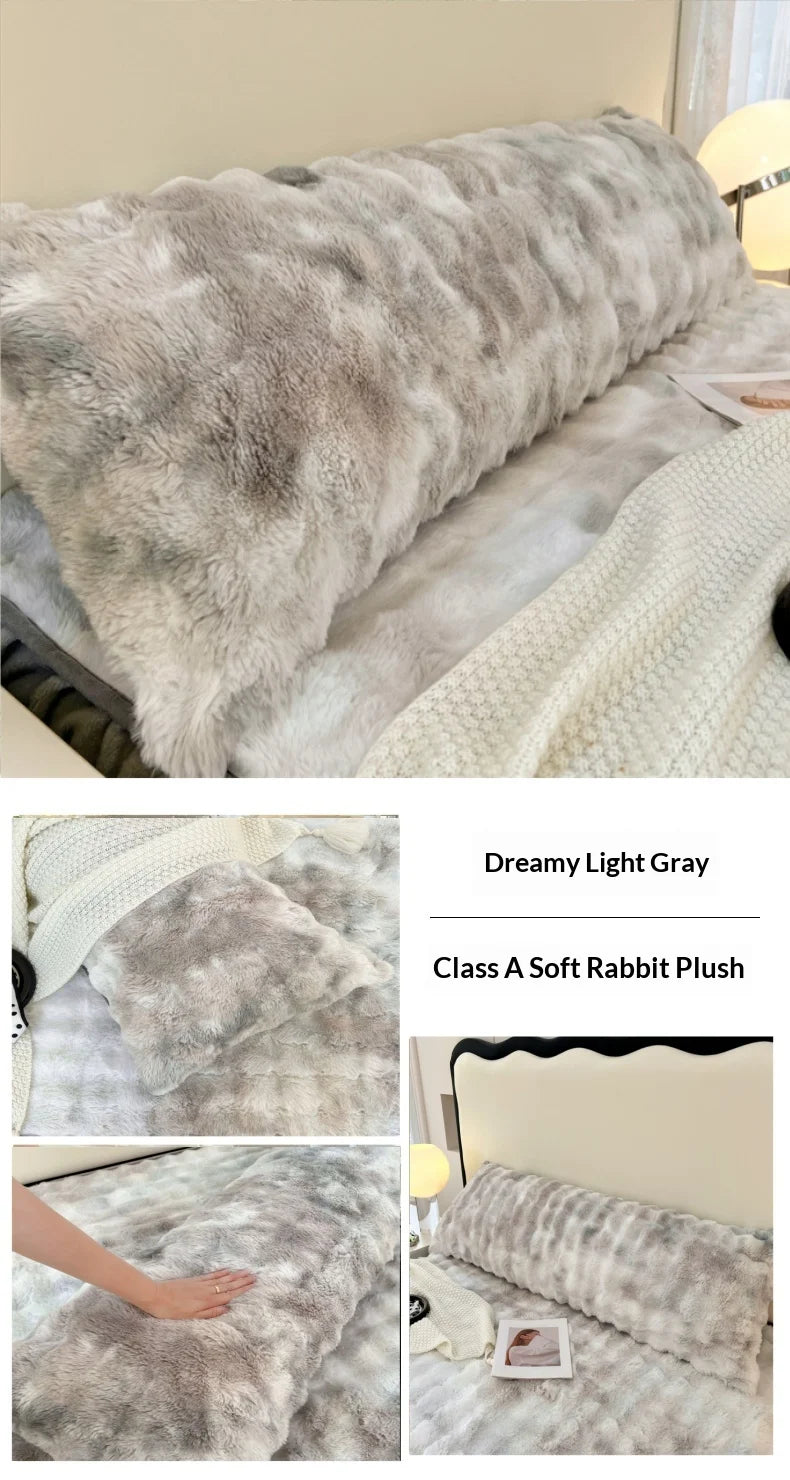 Solid Color Plush Long Pillowcase Cushion Cover