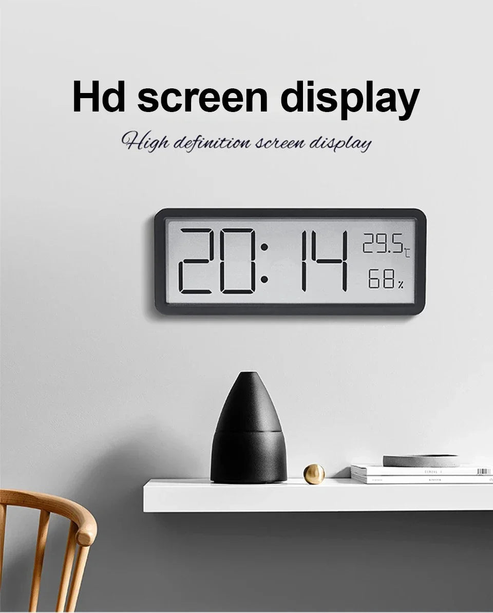 LCD Screen Digital Wall Clock Time Temperature Humidity Time