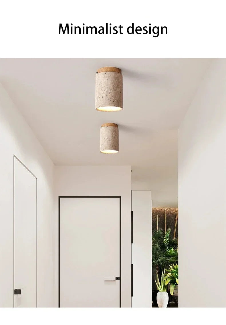 Japanese Stone Wood Ceiling Downlight