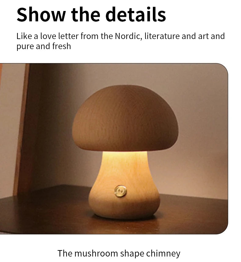 Wooden Mushroom Night Light