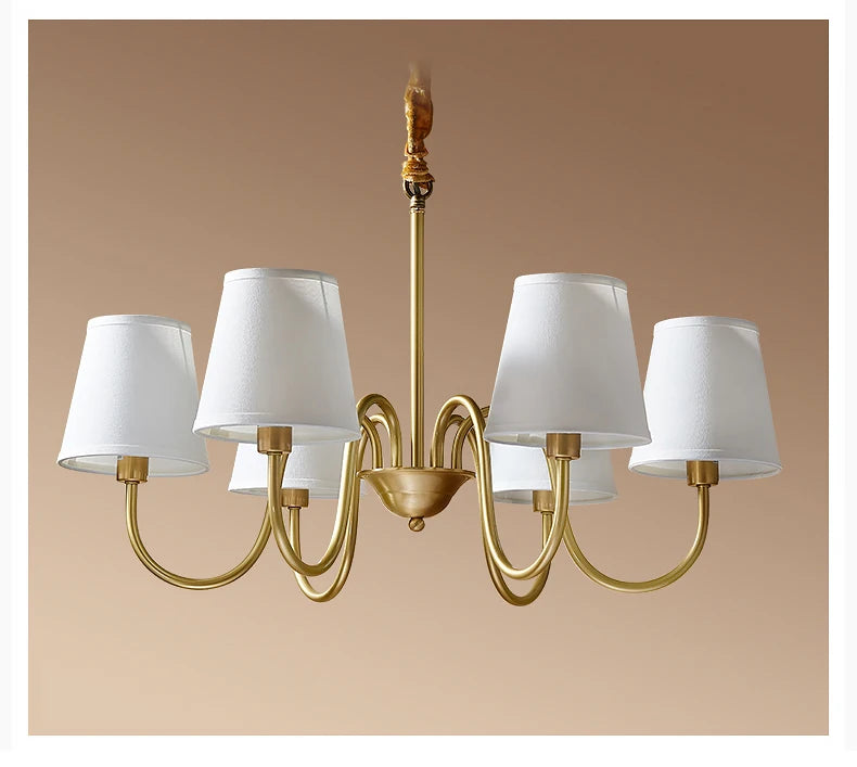 Copper and Fabric Retro Chandelier