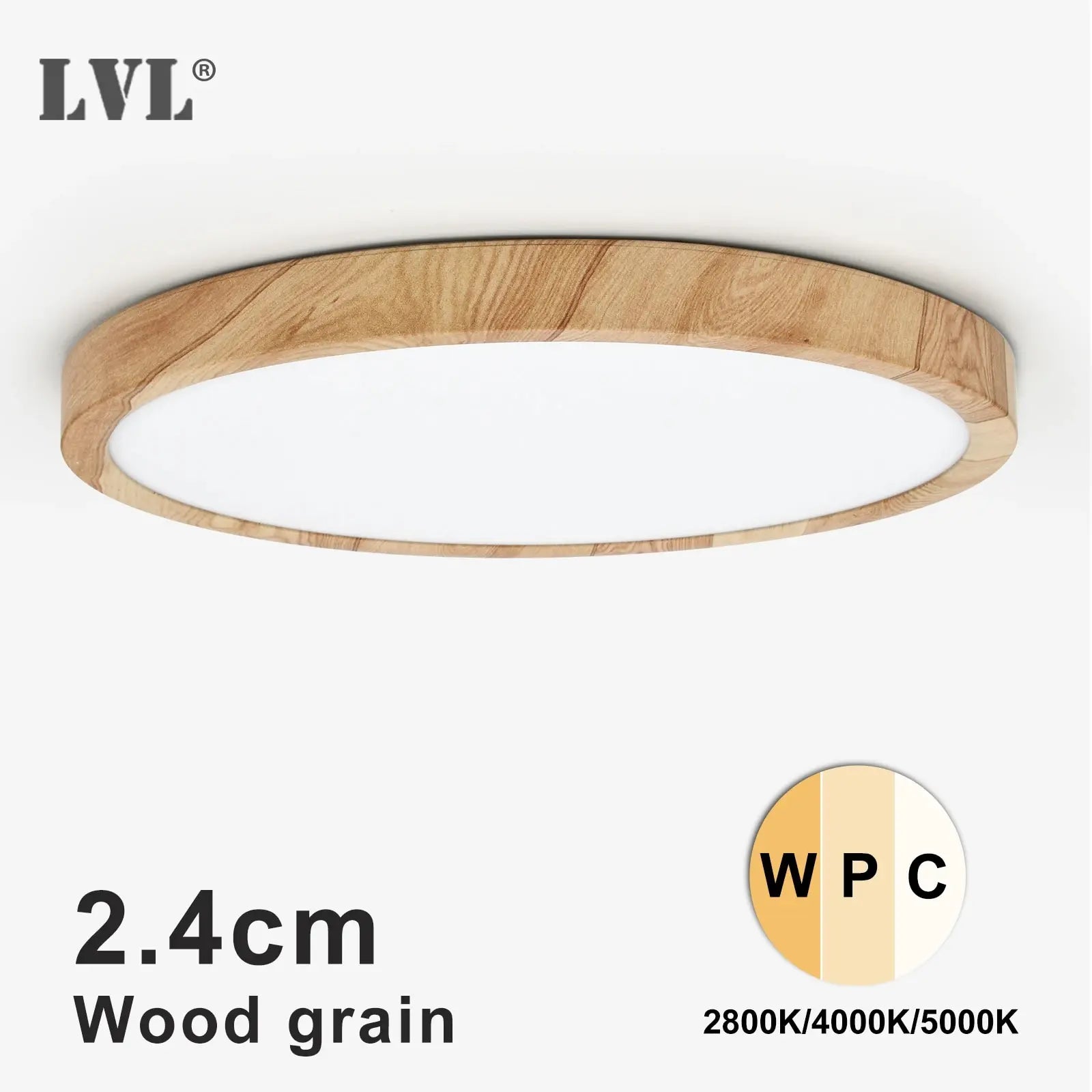 Wood Grain 3 Color LED Flush Ceiling Light