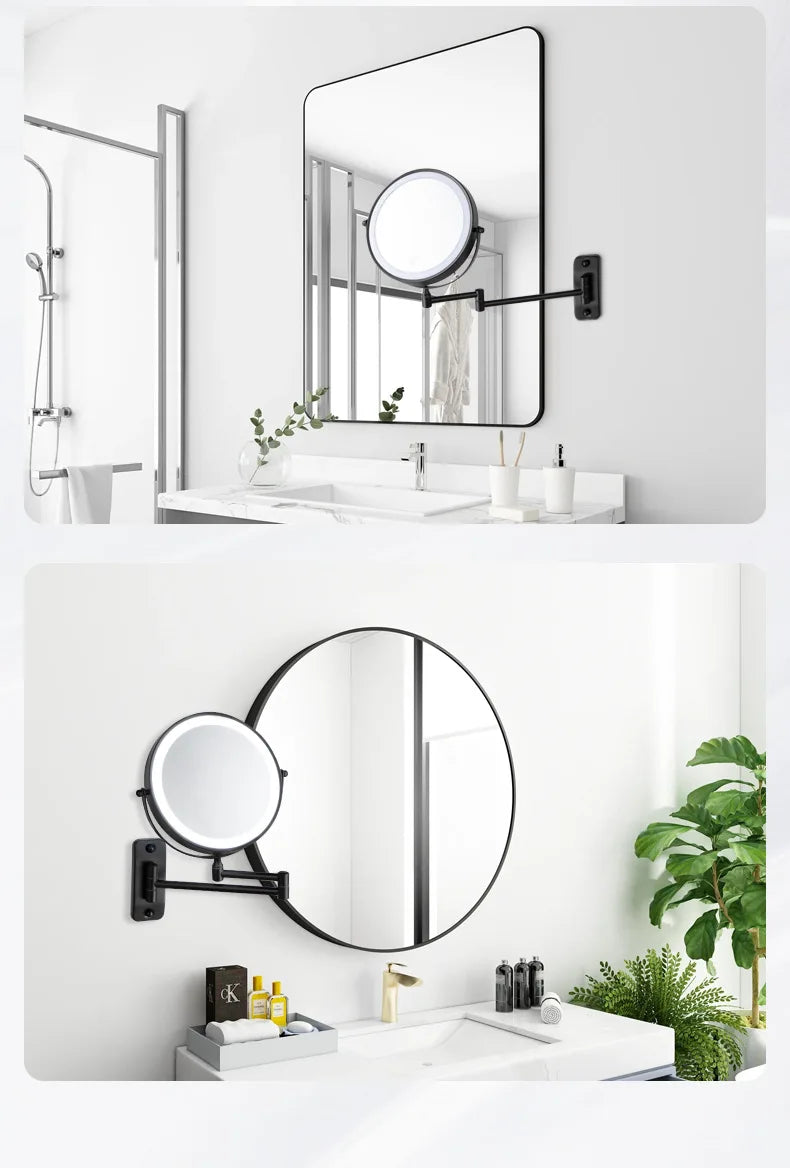Double Sided Wall Mounted Shower Mirror with Lights