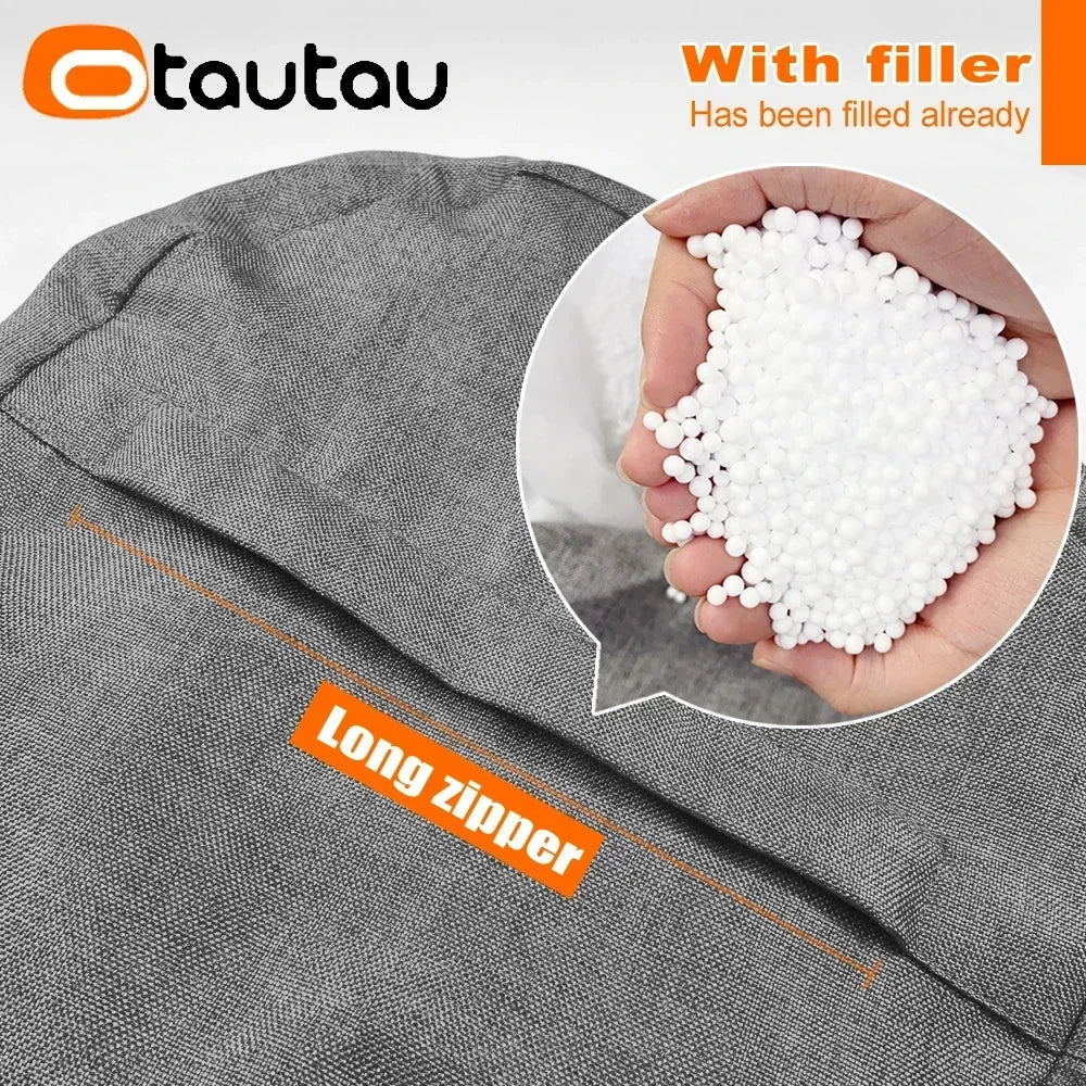 Linen Bean Bag Pouf