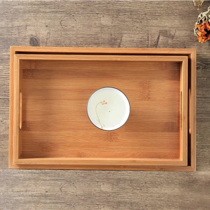 Bamboo Serving Tray With Handles