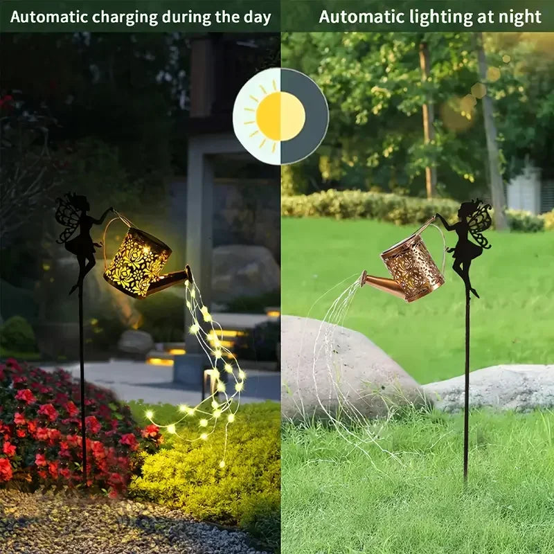 Solar Fairy Watering Can Lights Vintage Metal
