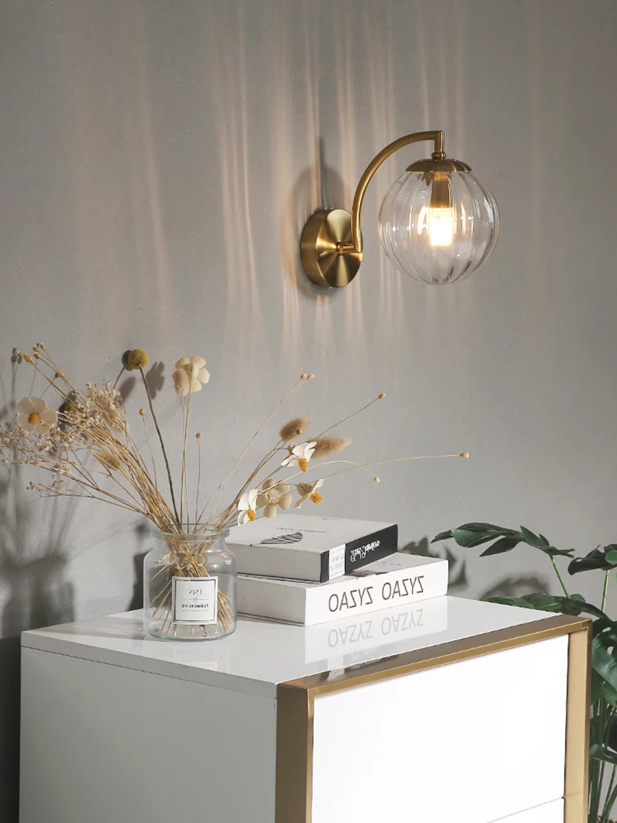 Glass Shade Bedside Wall Lamp