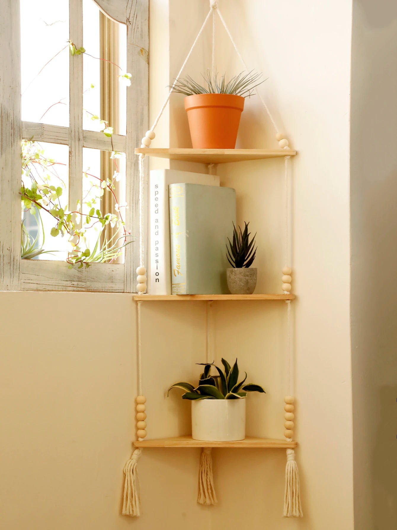 Hanging Wood Corner Shelf