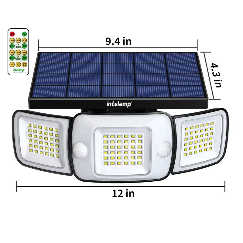 intelamp 6000mah Light All Night Outdoor Solar Lights With 3 Modes Two