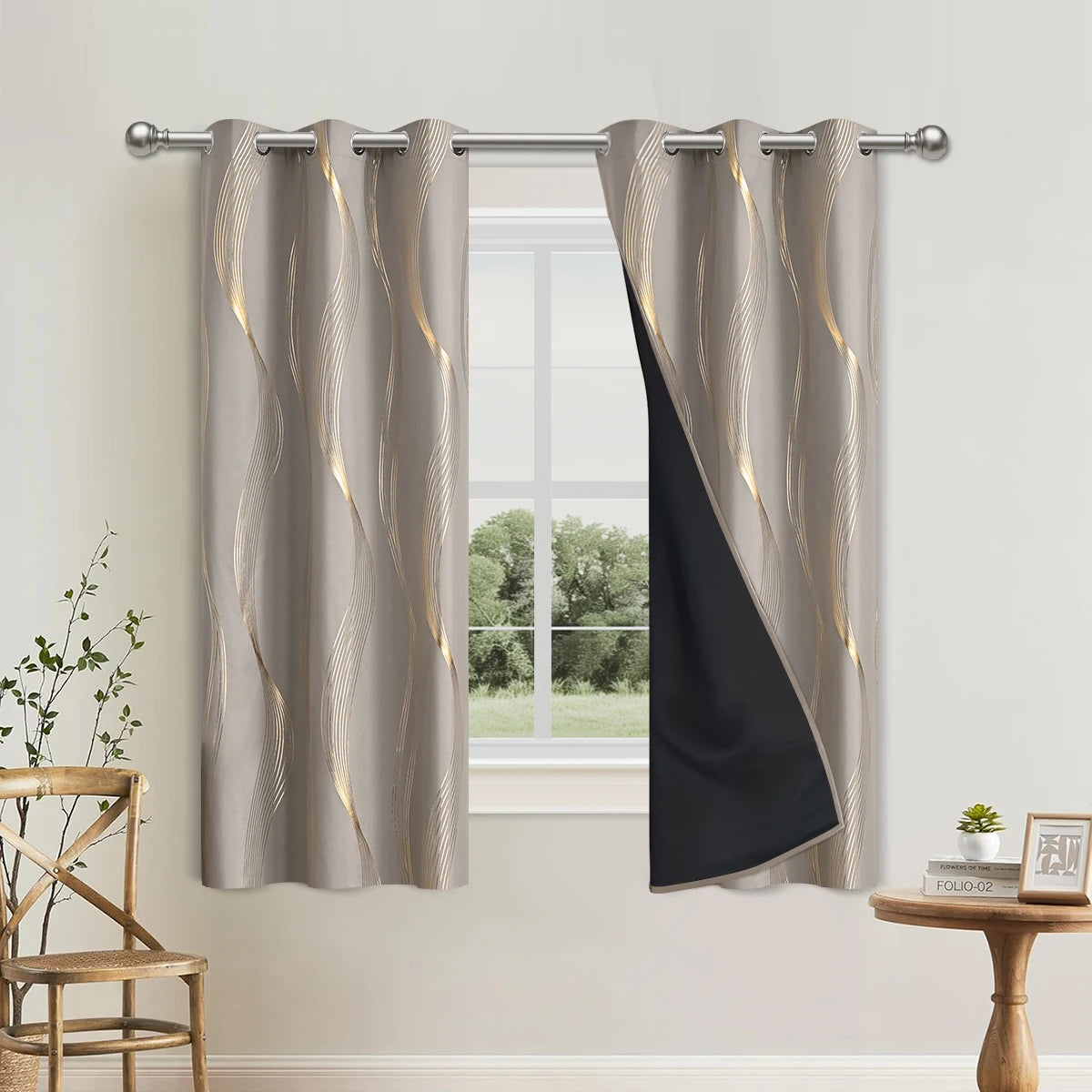 100% Blackout Curtains Luxury Marble Pattern Curtain With Gold Foil