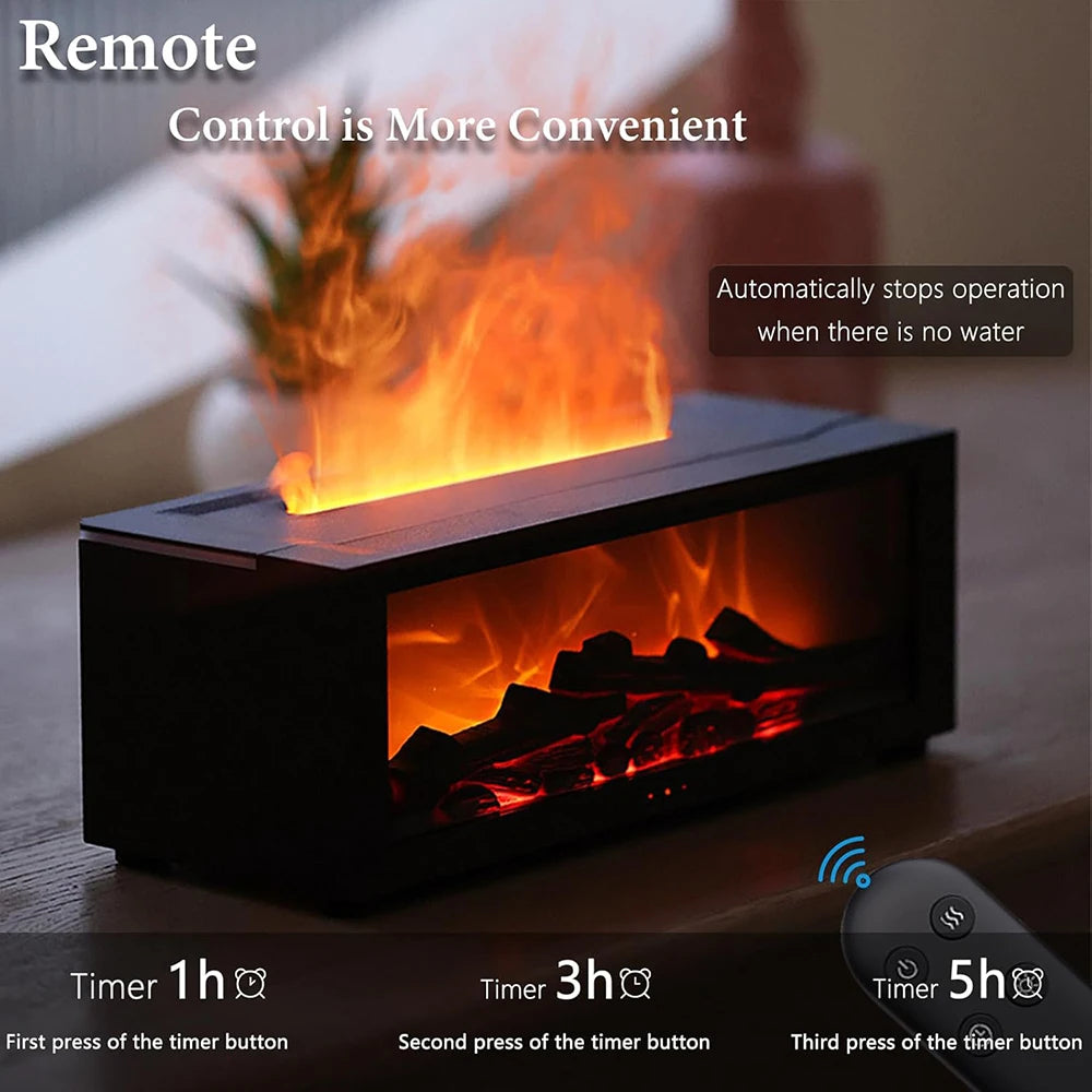 Flame Essential Oil Diffuser, 3D Flame Fireplace Aromatherapy Machine