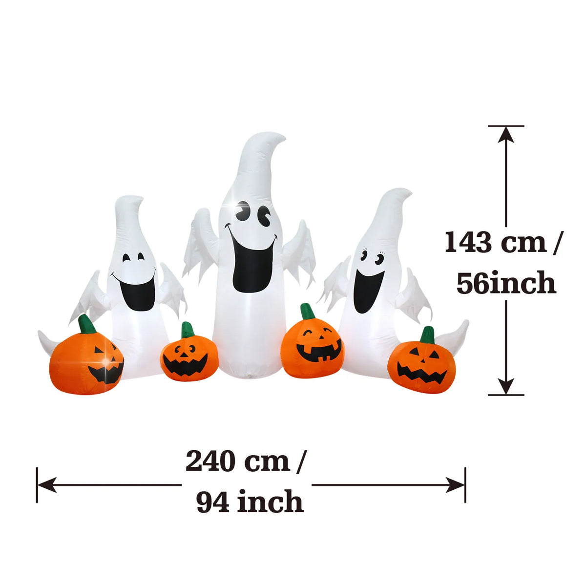 Inflatable Ghost and Pumpkin Yard Decoration