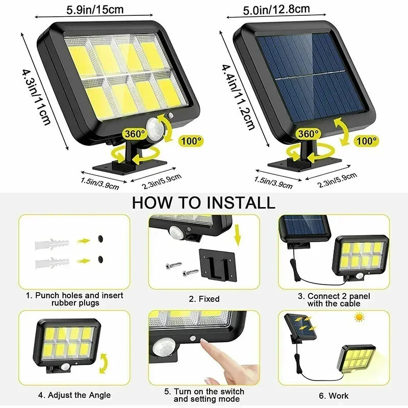 Solar Split Panel Motion Wall Light