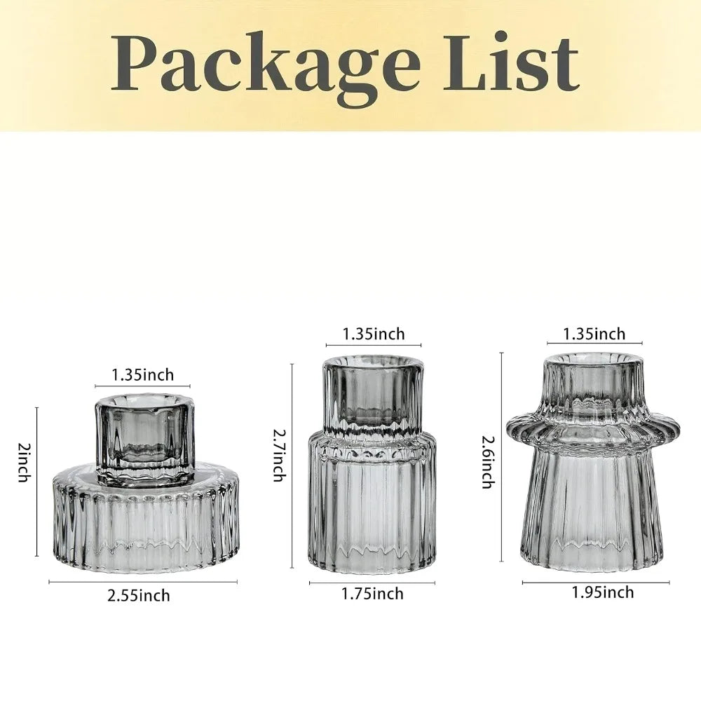 Ribbed Glass Taper Candle Holders