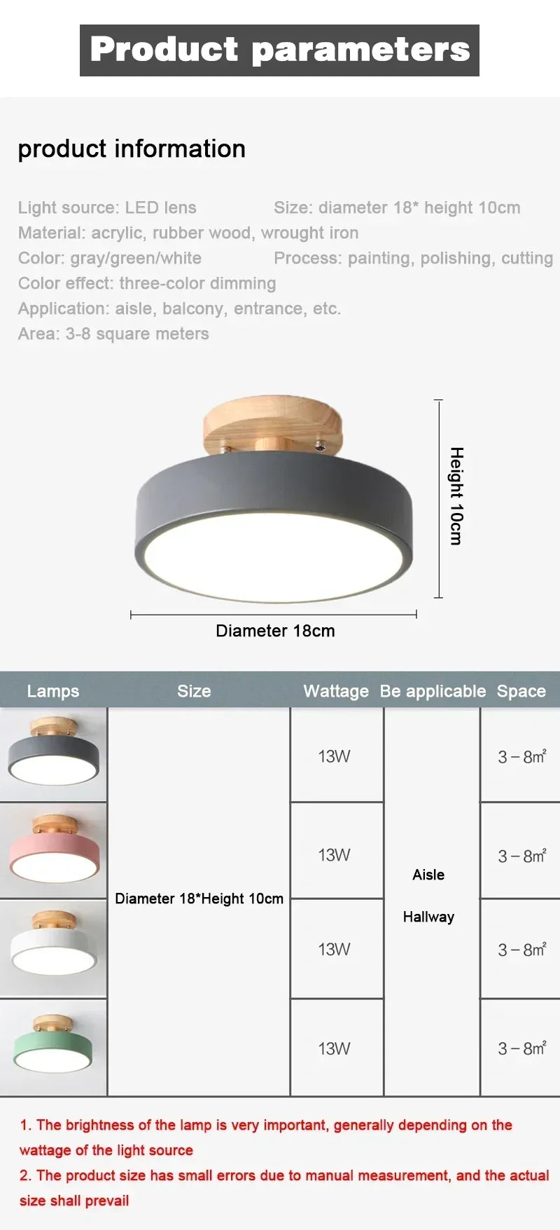 Nordic Entrance Hallway Ceiling Lamps Balcony Wood Round Cloakroom