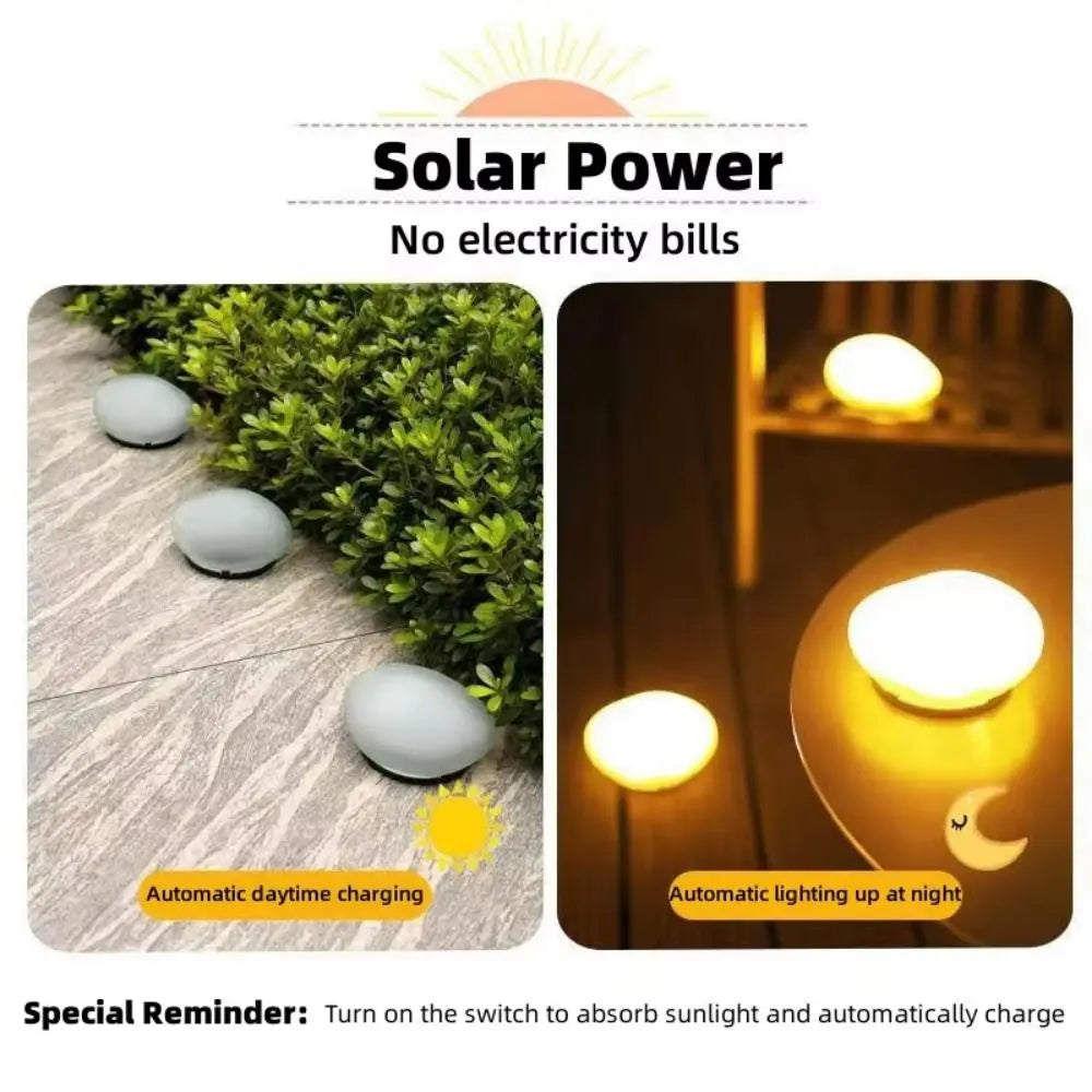 Solar Decorative Lamp Frosted Ground Lamp Outdoor Waterproof  Portable Energy Saving  Lantern Pebble Lawn Light Home Garden Lamp