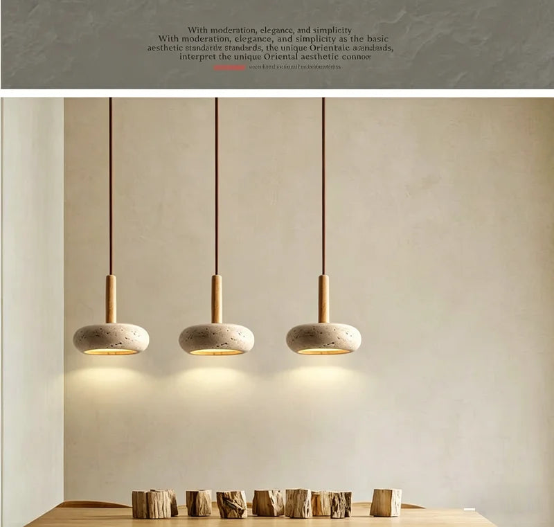 Hot Selling Pendant Lamps Wabi Sabi Circular Yellow Stone Commercial