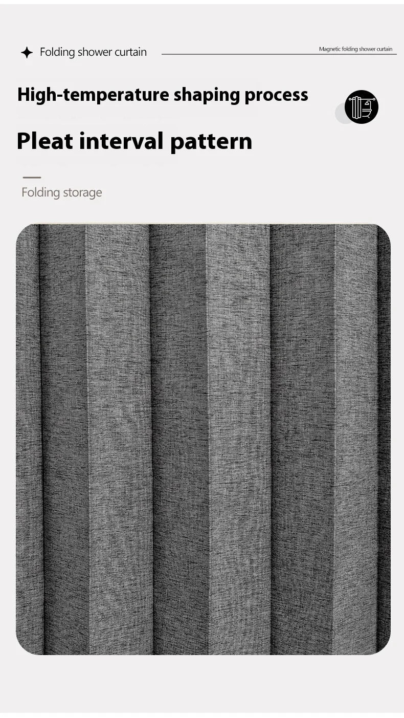 Magnetic Foldable Linen Bath Curtain Waterproof
