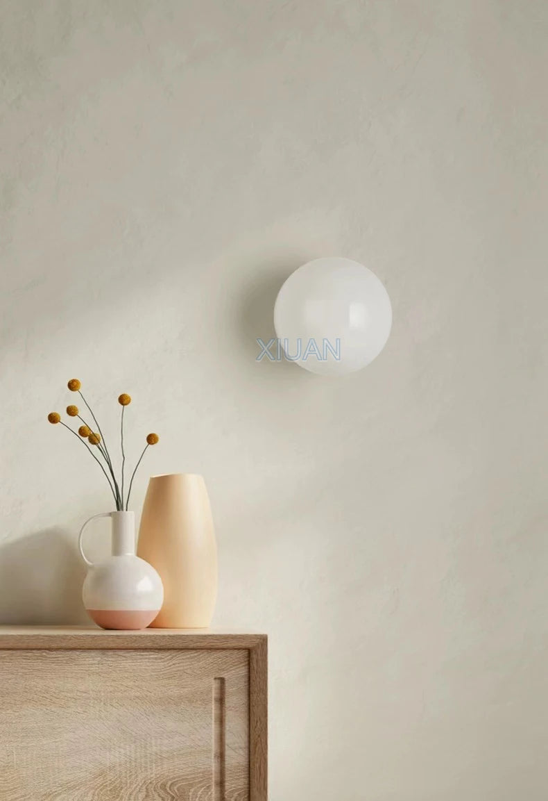 French Bauhaus Glass Ball Wall Lamp
