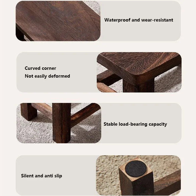 Solid Wood Shoe Changing Stool for Entryway
