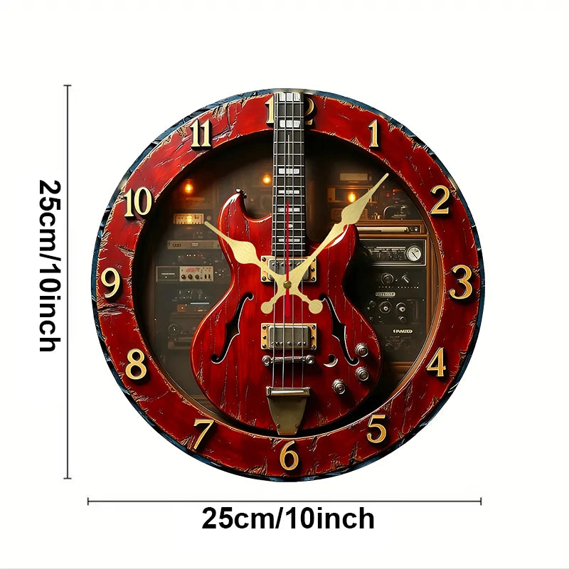Vintage Guitar Wall Clock