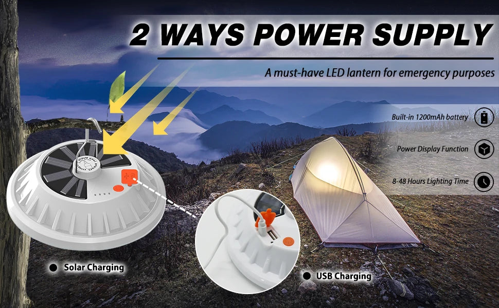 Outdoor Lighting LED Leaf Camping Lamp Hung Emergency Solar USB