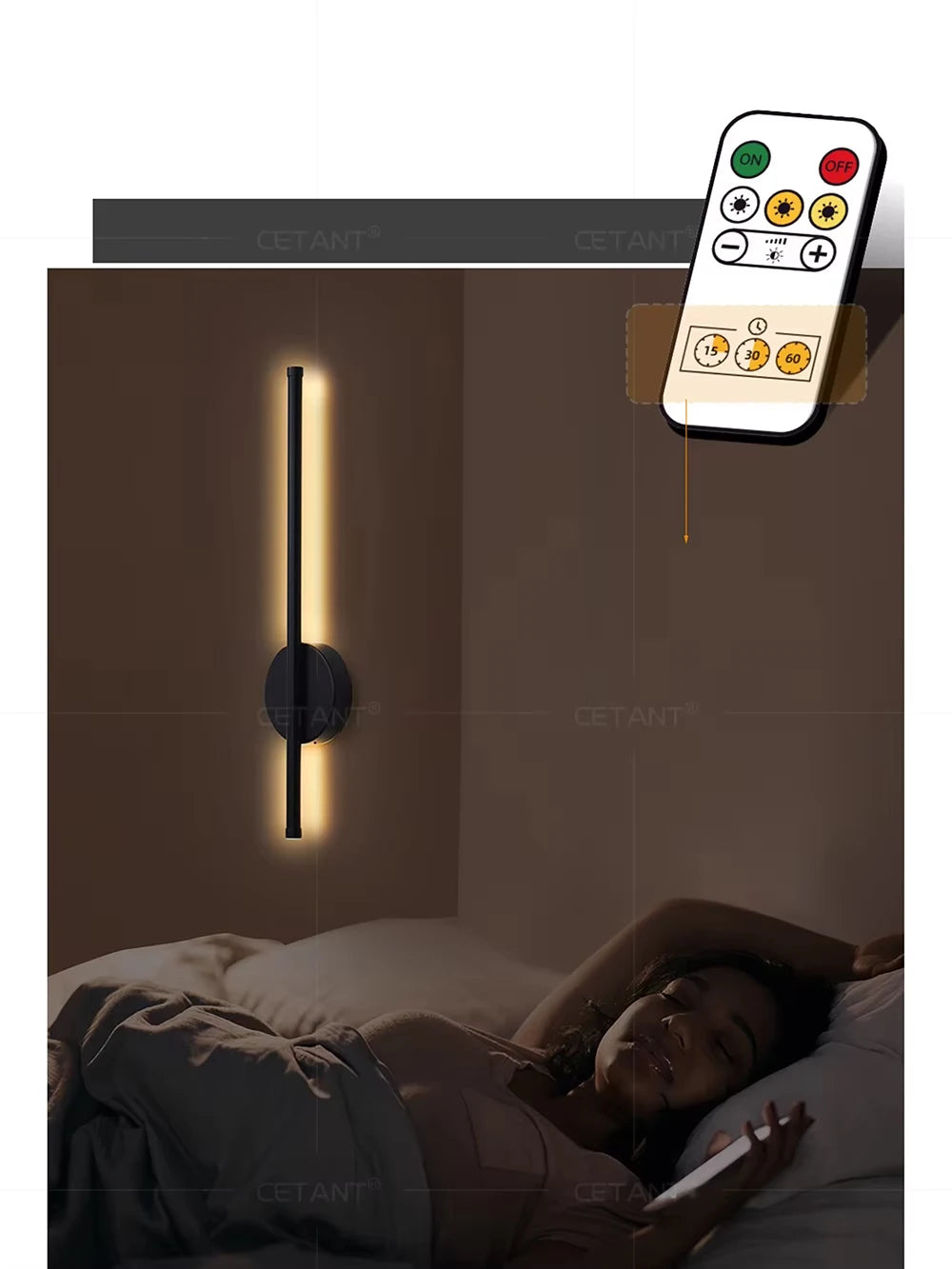 Magnetic Rechargeable Black Gold Wall Lamp