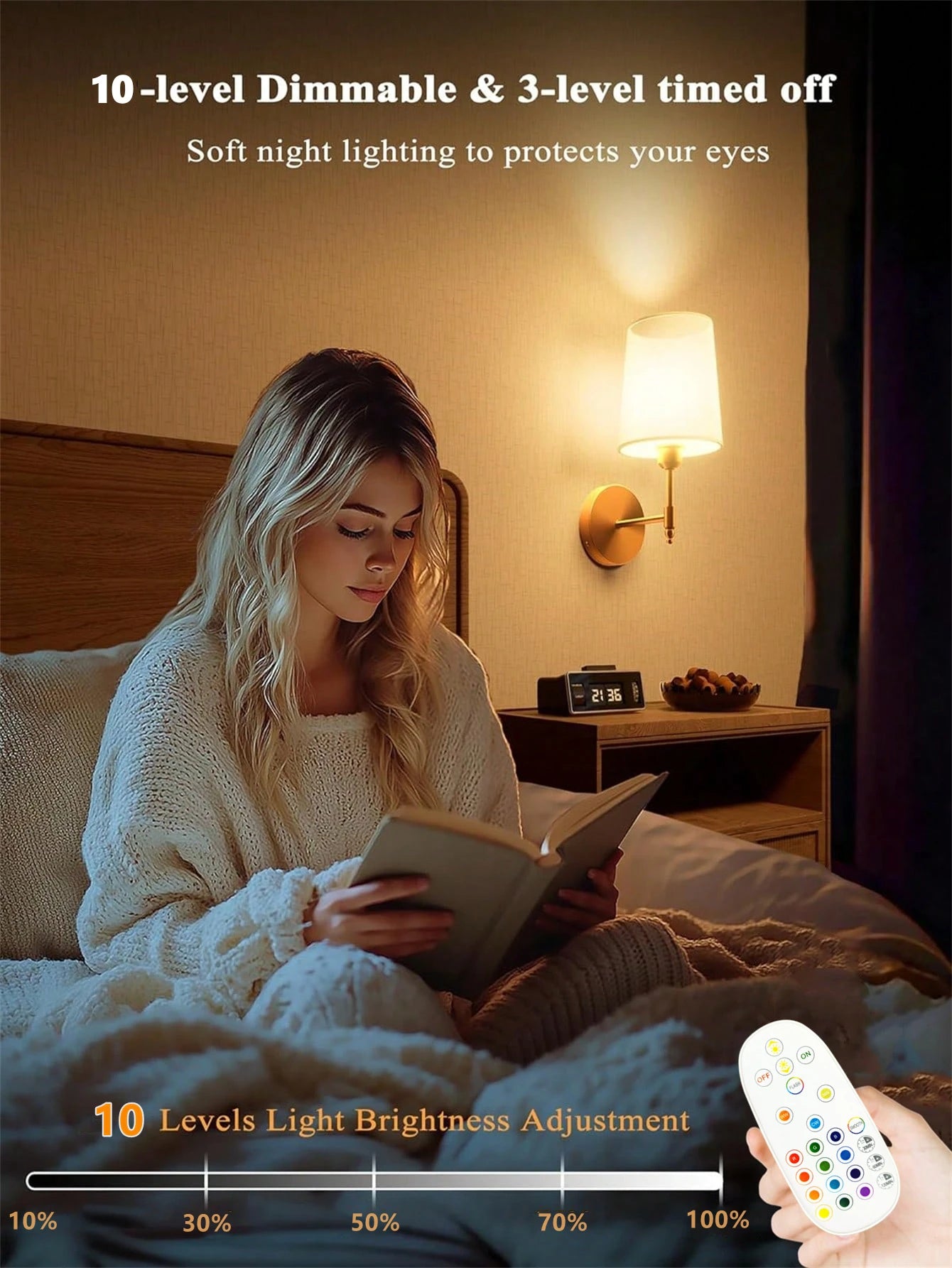 Wireless Rechargeable Battery Powered Wall Light, 4000mAh