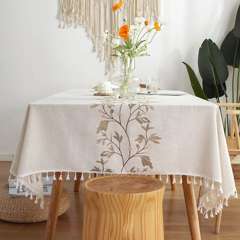 Nordic Style Tassels Cotton Linen Tablecloth,Modern Simplicity