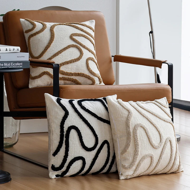 Boho Chenille Line Cushion Cover