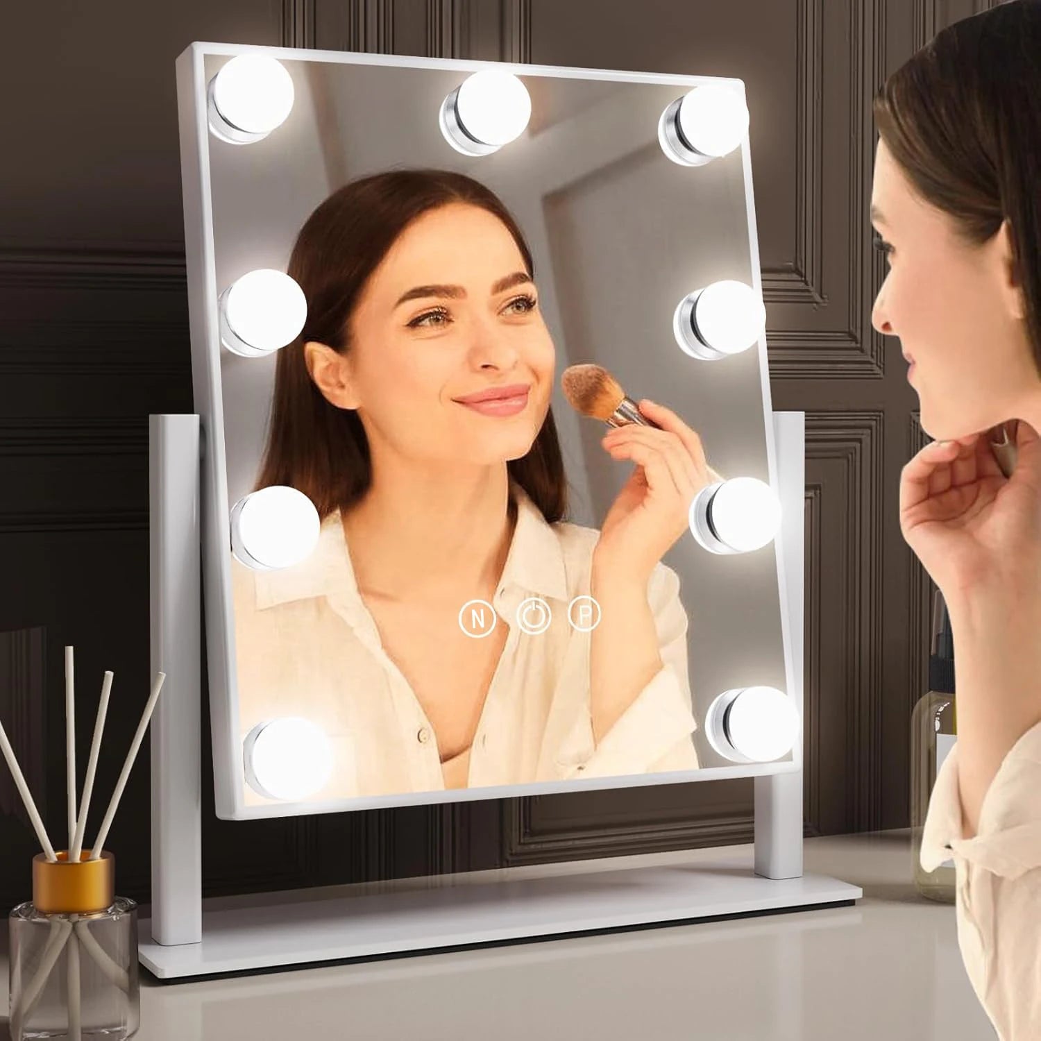 Hollywood Vanity Mirror with 9 LED Bulbs, 360 Rotating