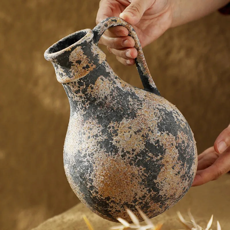 Wabi Sabi Earthenware Vase, Textured Handmade Ceramic